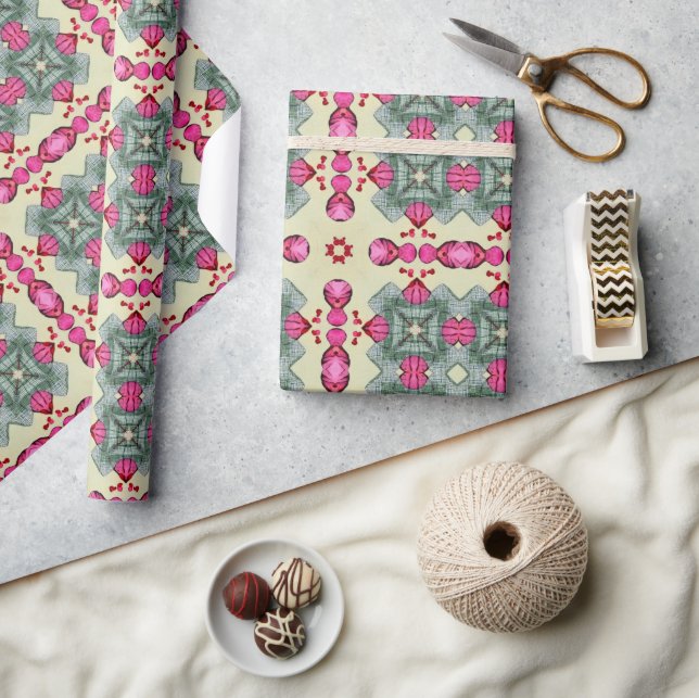 Alla hjärtans röda hjärtan romantik abstrakt mönst presentpapper (Hantverk)