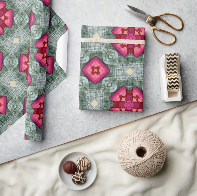 Alla hjärtans röda hjärtan romantik abstrakt mönst presentpapper (Hantverk)