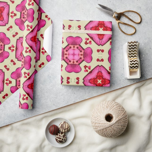 Alla hjärtans röda hjärtan romantik abstrakt mönst presentpapper (Hantverk)