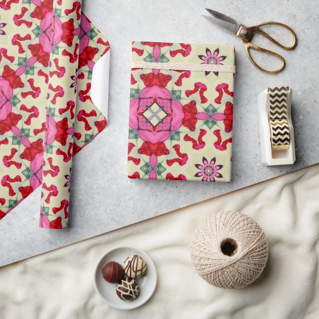 Alla hjärtans röda hjärtan romantik abstrakt mönst presentpapper (Hantverk)