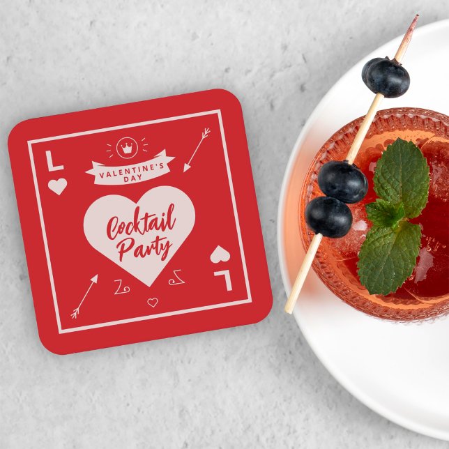 Alla hjärtans röda rosa hjärta och kärleksparty underlägg papper kvadrat (Skapare uppladdad)