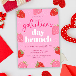 Alla hjärtans Rosa Girly Galentine's Day Brunch Inbjudningar