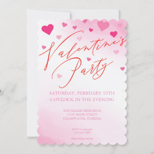 Alla hjärtans Rosa Watercolor Party-inbjudan Inbjudningar
