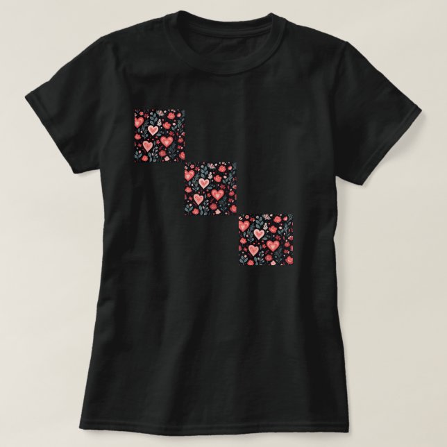 Alla hjärtans t-shirt med hjärtblommor (Design framsida)