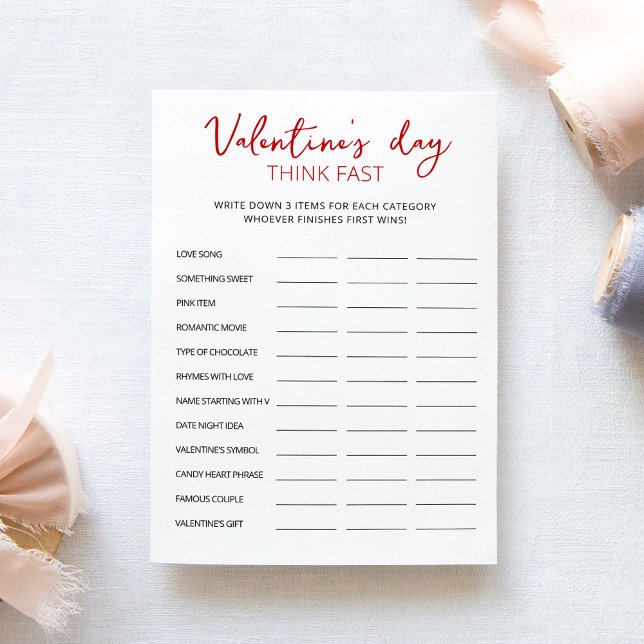 Alla hjärtans Tänka Fast, Tänka Quick party Card Inbjudningar (Skapare uppladdad)