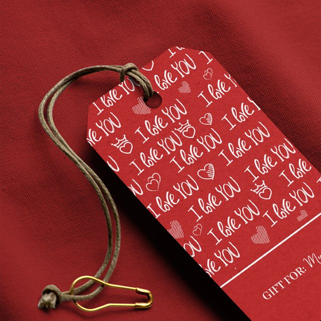 Alla hjärtans tema Red White I kärlek You Mönster Presentetikett (Skapare uppladdad)