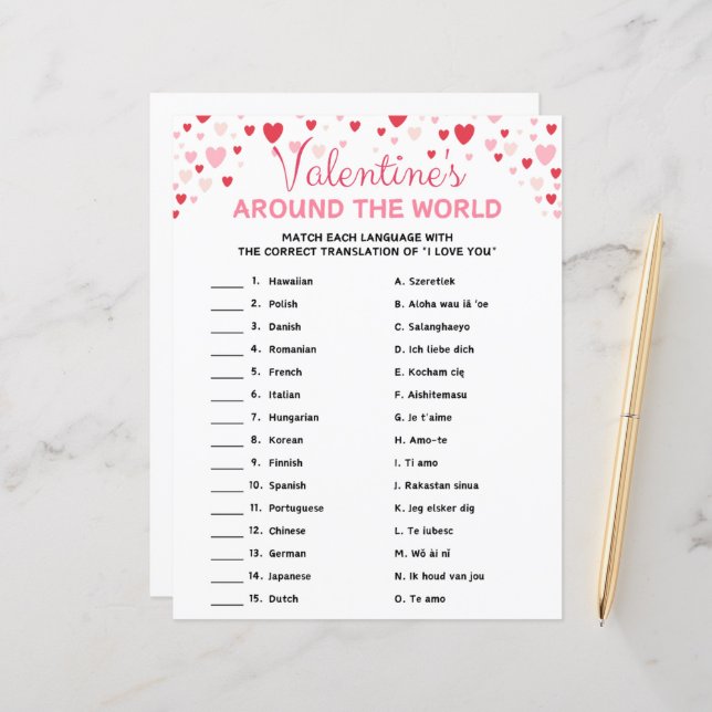 Alla hjärtans Värld runt-spel (Fram/Back In Situ)