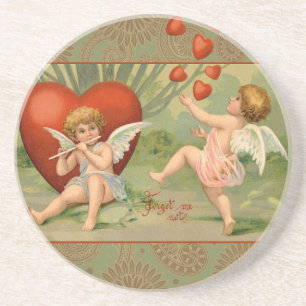 Alla hjärtansdags Cupider Kärlek Antik Vintage Underlägg