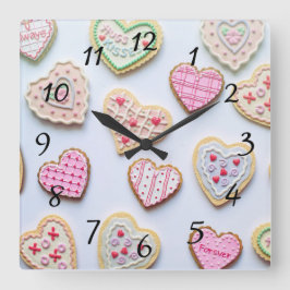 Alla hjärthjärtkakor på hjärtdagen fyrkantig klocka