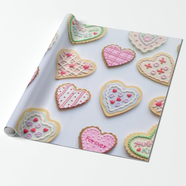 Alla hjärthjärtkakor på hjärtdagen presentpapper (Utrullad)