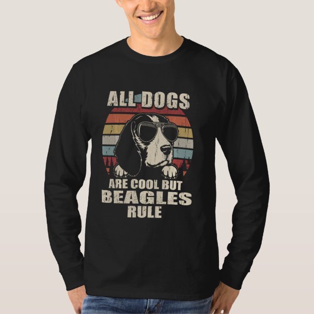 Alla Hundar är Coola men Beagles Rule funny T Shirt (Framsida)