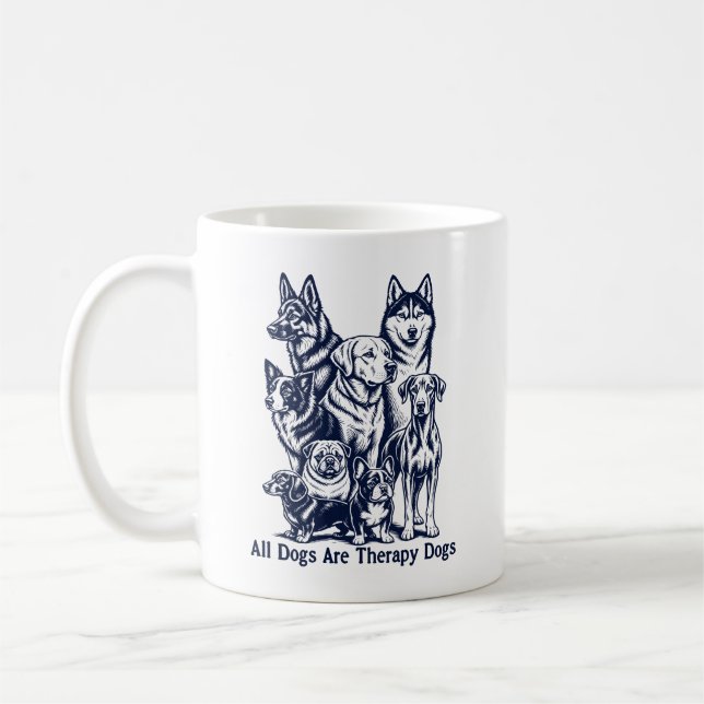 Alla hundar är terapihundar kaffemugg (Vänster)