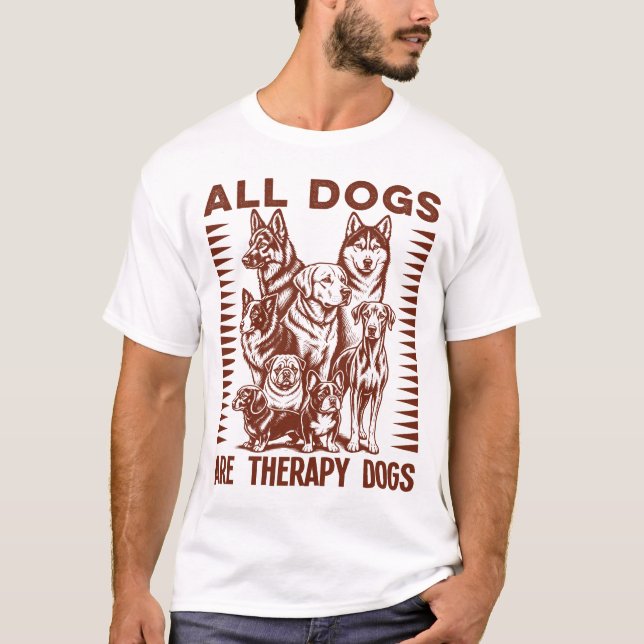 Alla hundar är terapihundar t shirt (Framsida)