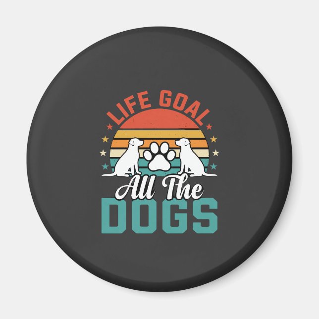 Alla Hundar Retro Hundälskare Magnet (Framsidan)