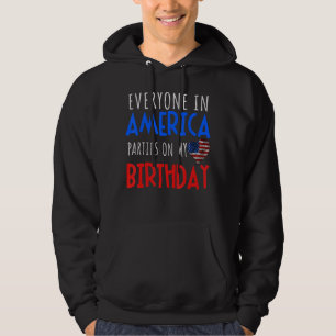 Alla i Amerika Party på min födelsedag Humor S Hoodie