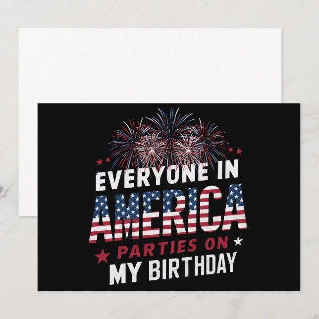 Alla i Amerika Party på min födelsedag Inbjudningar (Fram/baksida)
