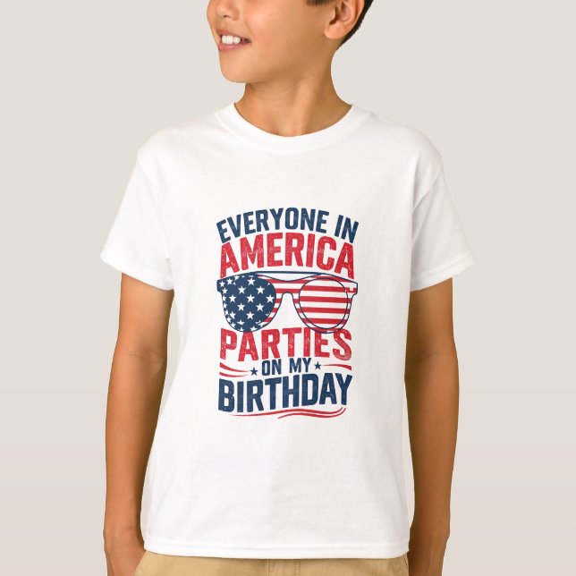 Alla i Amerika Party på min födelsedag T Shirt (Framsida)