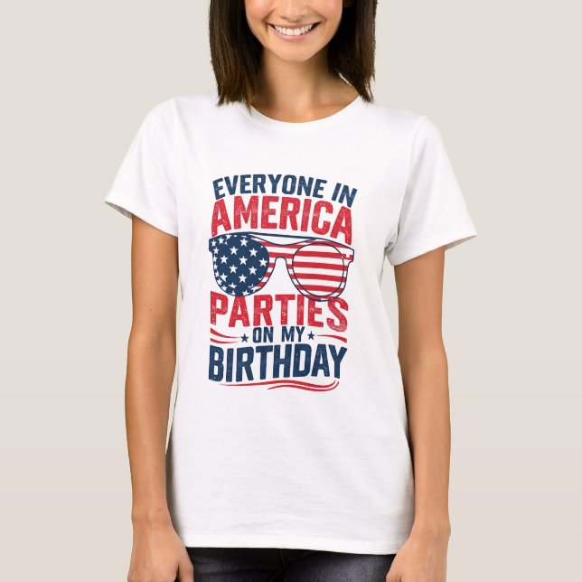 Alla i Amerika Party på min födelsedag T Shirt (Framsida)