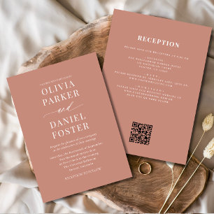 Alla i en Boho Terracotta QR-kod Bröllop Inbjudningar