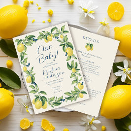 Alla i en ciao Baby Lemon Butterfly Baby Shower Inbjudningar