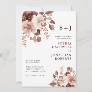 Alla i en Dusty Ro Eucalyptus Blommigt Bröllop Inbjudningar