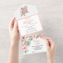 Alla i en peonies babyduschinbjudan