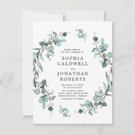 Alla i en QR-kod Eucalyptus Greenery Bröllop Inbjudningar