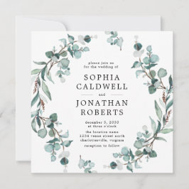 Alla i en QR-kod Eucalyptus Greenery Bröllop Inbjudningar