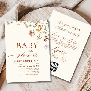 Alla i en QR-kod Wildblomma Baby i bloomskaren Inbjudningar