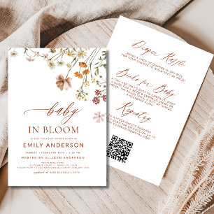 Alla i en QR-kod Wildblomma Baby i bloomskaren Inbjudningar