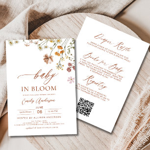 Alla i en QR-kod Wildblomma Baby i bloomskaren Inbjudningar