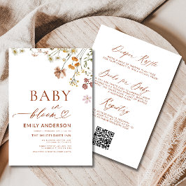 Alla i en QR-kod Wildblomma Baby i bloomskaren Inbjudningar