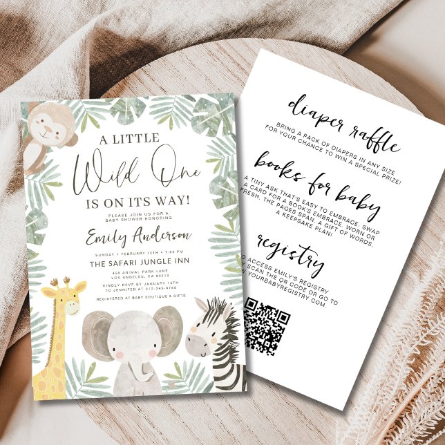 Alla i en QR-Vild en Safari Baby Shower Inbjudningar (Skapare uppladdad)