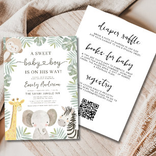 Alla i en QR-Vild en Safari Baby Shower Inbjudningar
