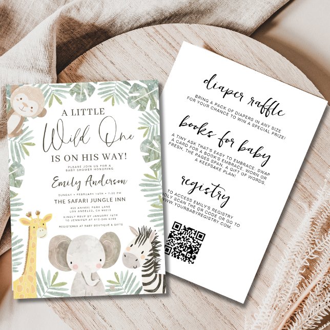 Alla i en QR-Vild en Safari Baby Shower Inbjudningar (Skapare uppladdad)
