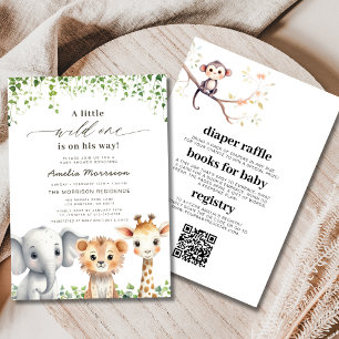 Alla i en QR-Vild en Safari Baby Shower Inbjudningar