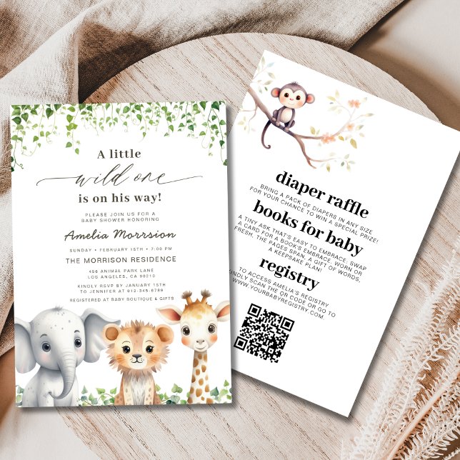 Alla i en QR-Vild en Safari Baby Shower Inbjudningar (Skapare uppladdad)