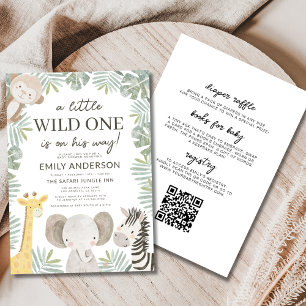 Alla i en QR-Vild en Safari Baby Shower Inbjudningar