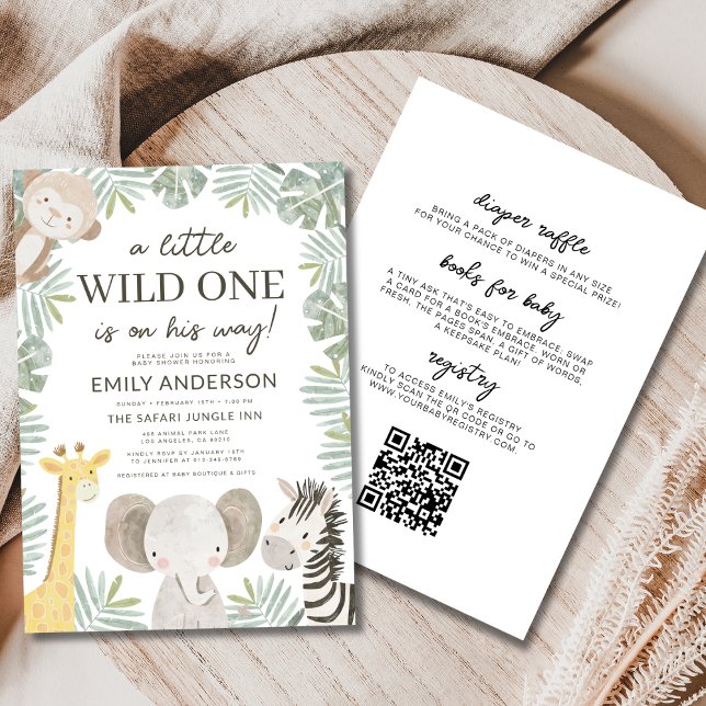 Alla i en QR-Vild en Safari Baby Shower Inbjudningar (Skapare uppladdad)