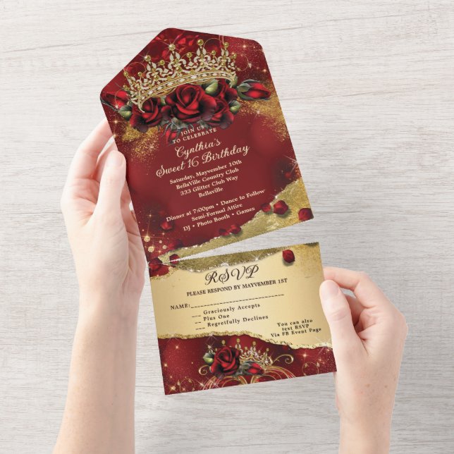 ALLA I EN Sweet 16 Quince Event-inbjudan (Avrivbar del)