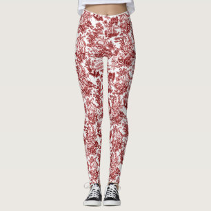 Alla i Harmony Toile de Jouy (ox Blod bläck) Leggings