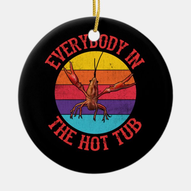 Alla i Hett Tub Kräftor Crayfish Eating Julgransprydnad Keramik (Framsidan)