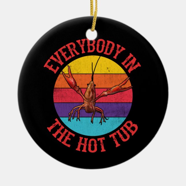 Alla i Hett Tub Kräftor Crayfish Eating Julgransprydnad Keramik (Framsidan)