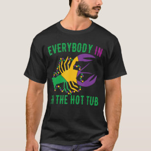 Alla i Hett Tub Kräftor Mardi Gras Vuxen T Shirt