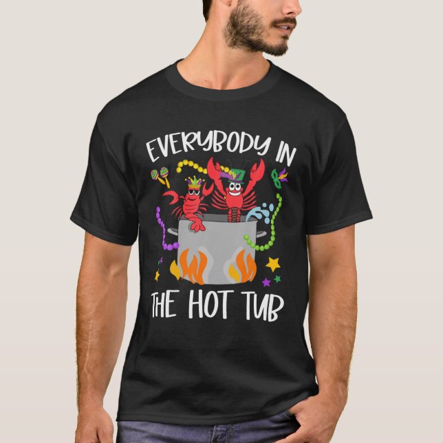 Alla i Hetten Tub Mardi Gras Kräftor Cajun T Shirt (Framsida)