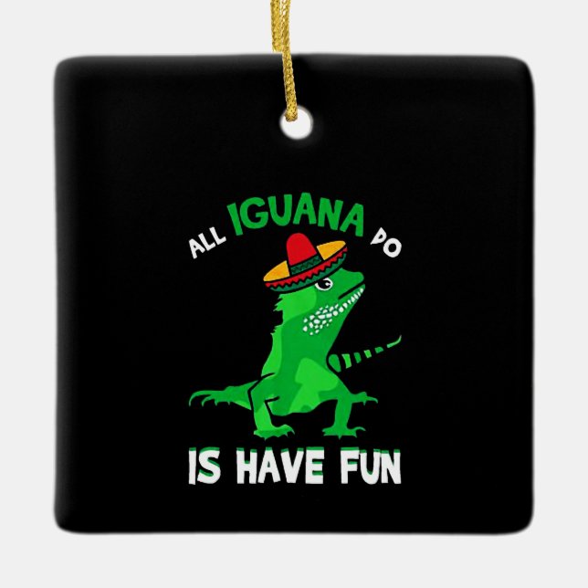 Alla Iguana har roligt Julgransprydnad Keramik (Framsida)