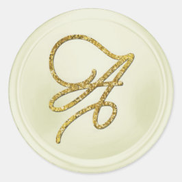 ALLA INITIALER Guld Script Monogram Off Vit Runt Klistermärke