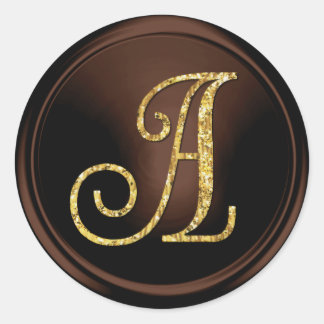 ALLA INITIALER Guldmonogram 3 Choklad Runt Klistermärke