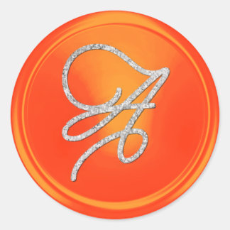 ALLA INITIALER Silver Script Monogram Orange Runt Klistermärke