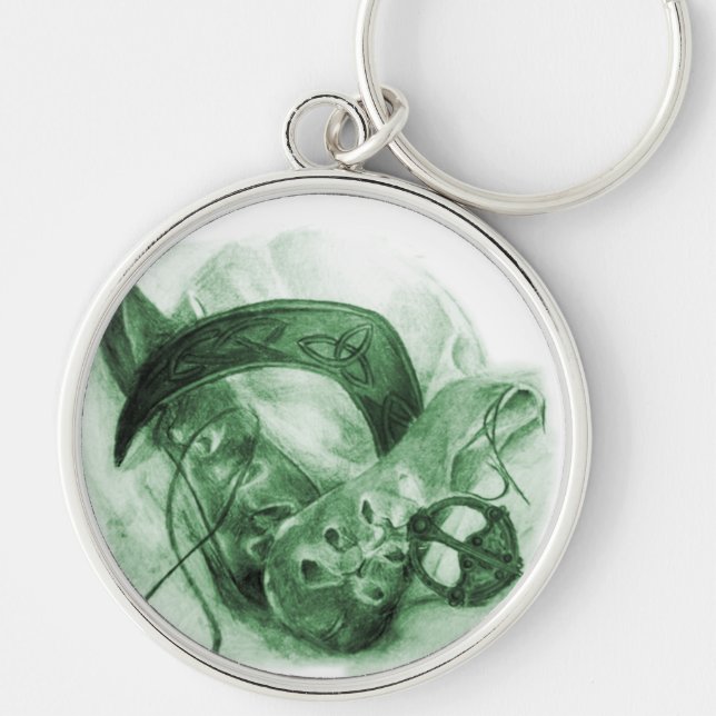 Alla Irlands Rund Silverfärgad Nyckelring (Framsidan)